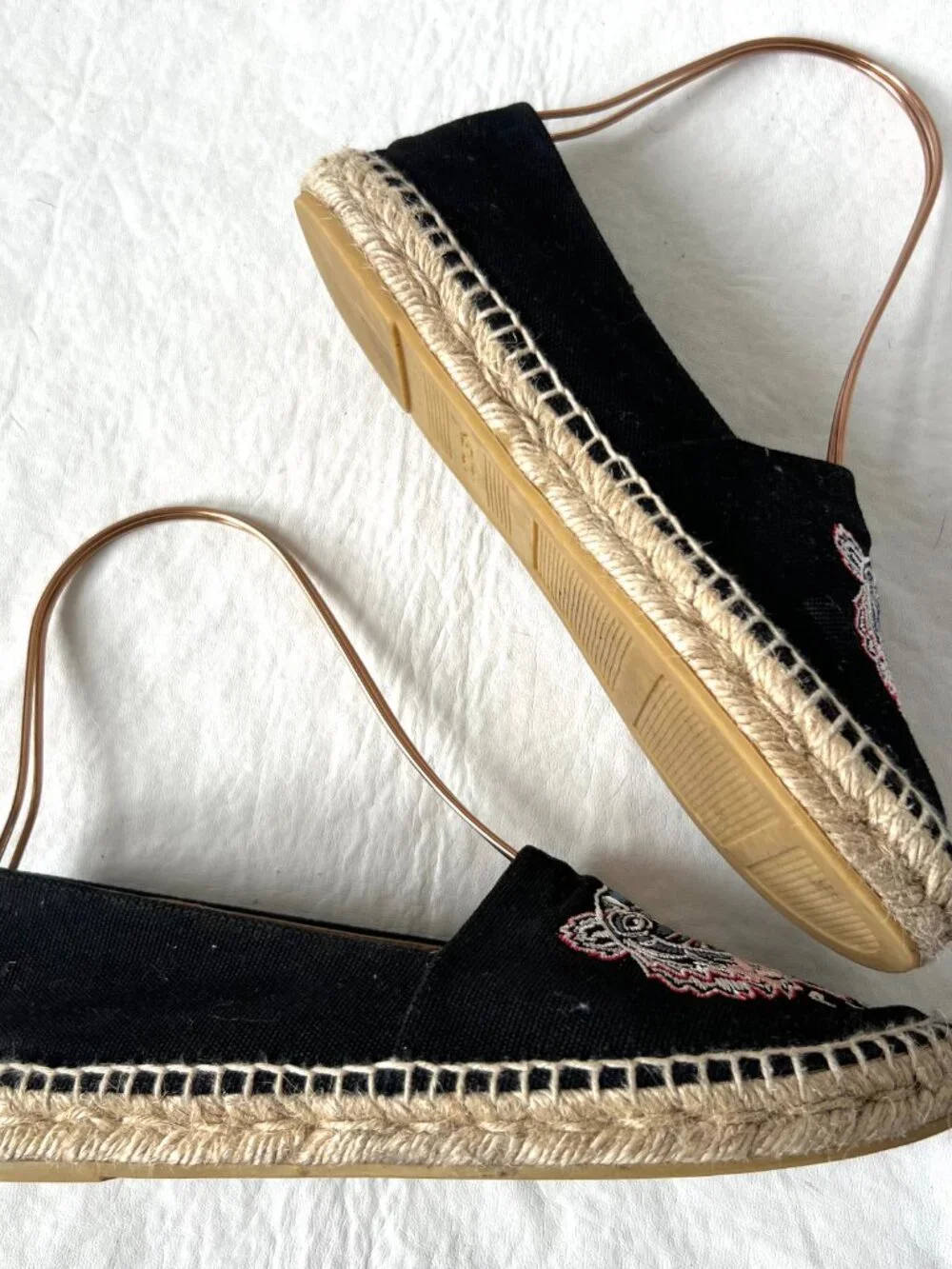 Kenzo Espadrilles Classic Tiger 37 black canvas embroidered slip on shoes flat